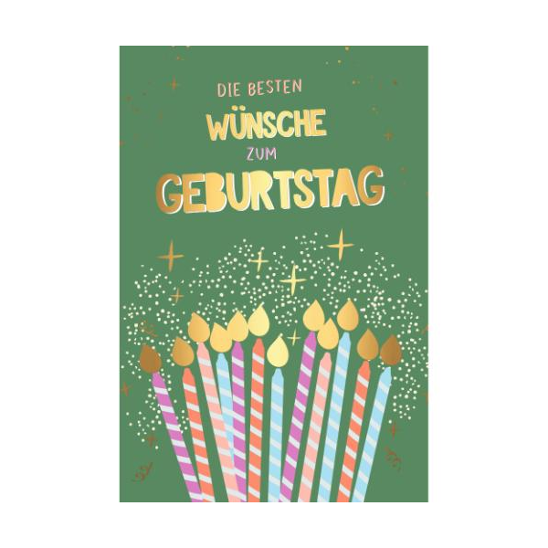 Geburtstag Glückwunschkarte mit Umschlag Bunte, brennende Kerzen, die besten Wünsche zum Geburtstag mit Goldfolie