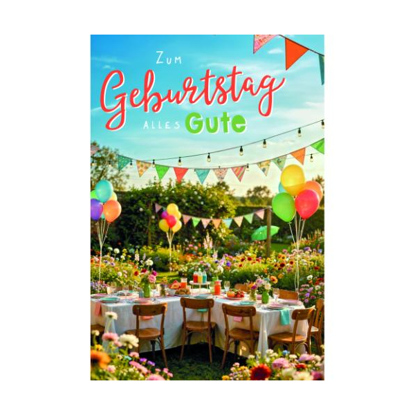 Geburtstag Glückwunschkarte mit Umschlag Geburtstagstisch im Grünen Zum Geburtstag alles Gute