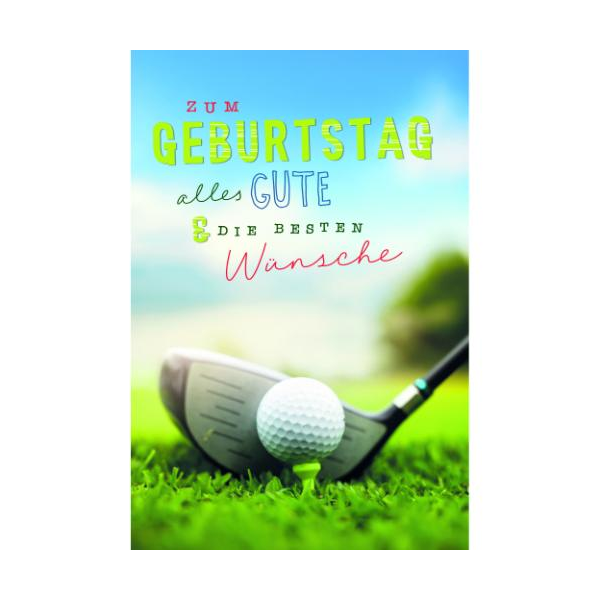 Geburtstag Glückwunschkarte mit Umschlag Golfschläger und Golfball zum Geburtstag alles Gute & die besten Wünsche