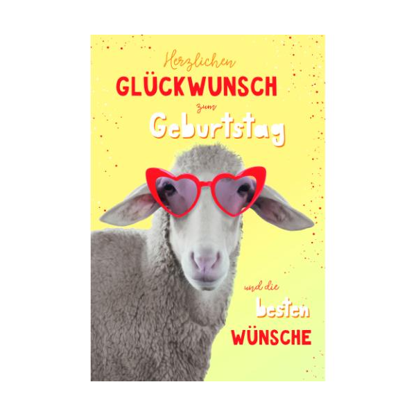 Geburtstag Glückwunschkarte mit Umschlag Schaf mit Sonnenbrille Herzlichen Glückwunsch zum Geburtstag und die besten Wünsche