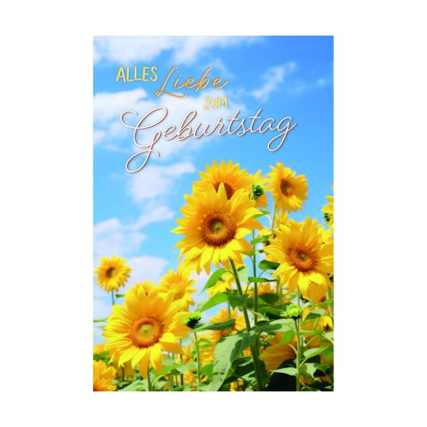 Geburtstag Glückwunschkarte mit Umschlag SonnenblumenAlles Liebe zum Geburtstag