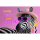 Geburtstag Glückwunschkarte mit Umschlag Zebra mit Sonnenbrille und Hut Cocktail sonnige Grüße zum Geburtstag, mit pinker Metallicfolie