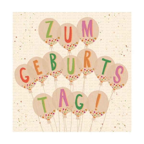 Geburtstag Green Line unverpackte Glückwunschkarte mit Umschlag Luftballons ZUM GEBURTSTAG!, mit Blindprägung