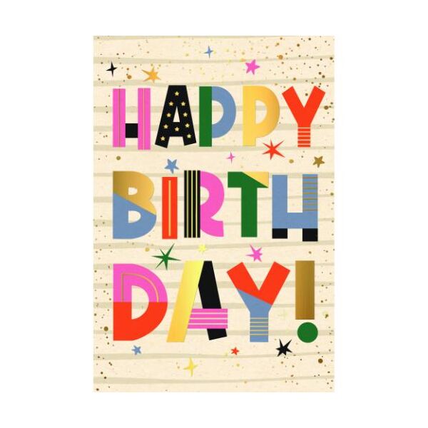 Geburtstag Green Line unverpackte Glückwunschkarte mit Umschlag Schriftkarte HAPPY BIRTHDAY! mit Muster, mit Goldfolie