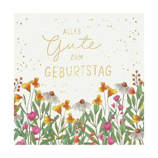 Geburtstag Skorpions Art Glückwunschkarte mit Umschlag Blumen, Alles Gute zum Geburtstag, mit Goldfolie und Blindprägung