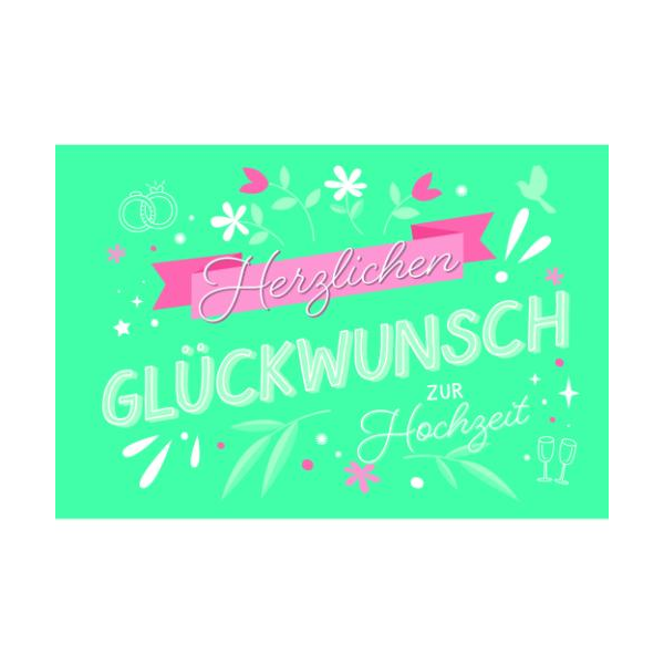 Hochzeit Glückwunschkarte mit Umschlag Blumen und Blätter Herzlichen Glückwunsch zur Hochzeit
