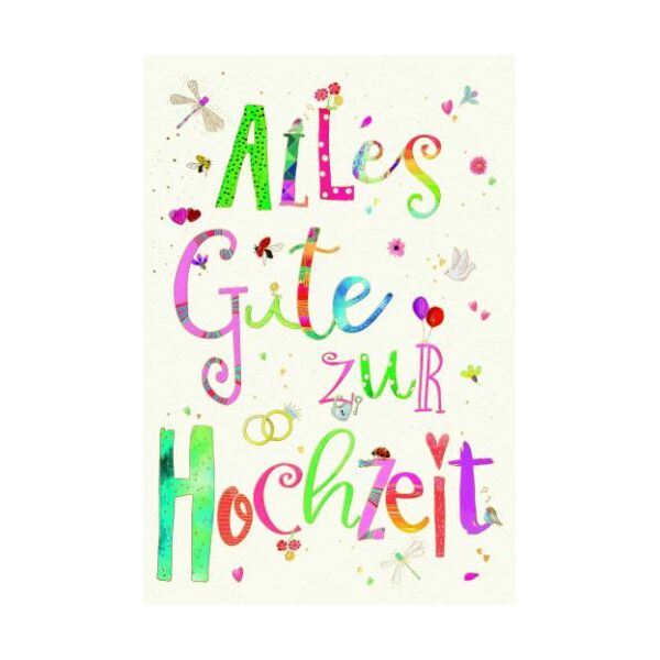 Hochzeit Skorpions Art Glückwunschkarte mit Umschlag ALLES GUTE zur HOCHZEIT, Ringe, mit Goldfolie und Blindprägung