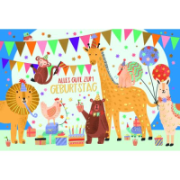 Kindergeburtstag Glückwunschkarte mit Umschlag Tiere...
