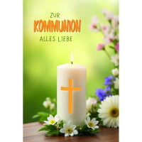 Kommunion Glückwunschkarte mit Umschlag Brennende...