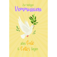 Kommunion Glückwunschkarte mit Umschlag Taube mit...