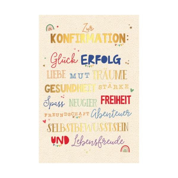 Konfirmation Green Line unverpackte Glückwunschkarte mit Umschlag Zur Konfirmation die besten Wünsche, mit Goldfolie