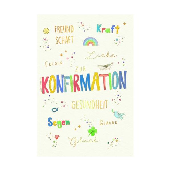 Konfirmation Skorpions Art Glückwunschkarte mit Umschlag Freundschaft Erfolg Gesundheit Glaube Kraft Zur Konfiormation Segen, Naturkarton, mit Goldfolie und Blindprägung