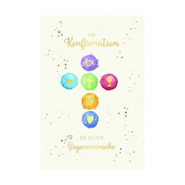 Konfirmation Skorpions Art Glückwunschkarte mit Umschlag Symbole als Kreuz, zur Konfirmation die besten Segenswünsche, mit Goldfolie und Blindprägung