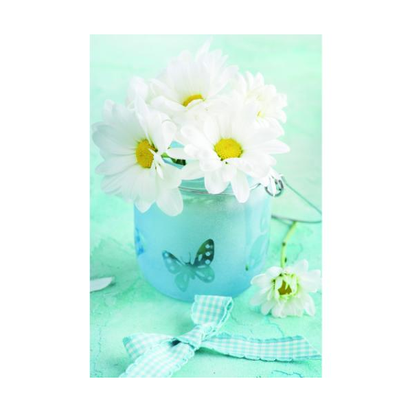 Ohne Text Grußkarte mit Umschlag Blumen in Glas, Schleife