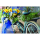 Ohne Text Grußkarte mit Umschlag Fahrrad mit Blumenkorb blaue Schleife