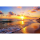 Ohne Text Maritim Grußkarte mit Umschlag Wellen am Strand Meer Sonnenuntergang