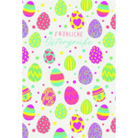 Ostern Neon Grußkarte mit Umschlag Bunte Ostereier,...