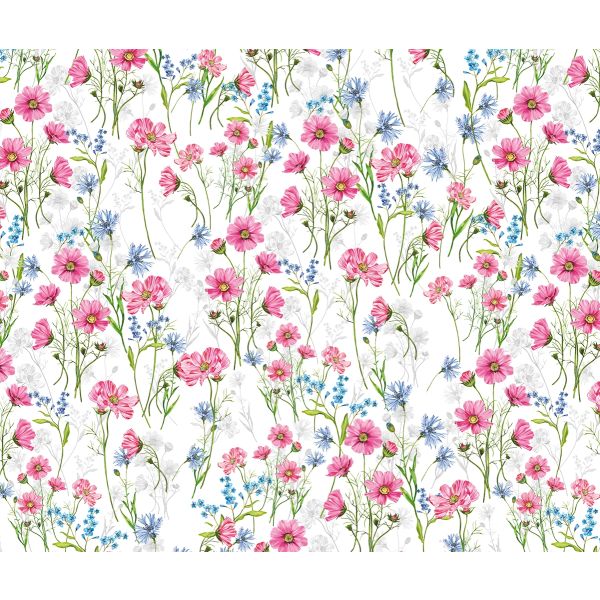 Geschenkpapier - Kraftpapier - Röllchen - 70x150 cm - Dreams - Wildblumen in rosa und blau