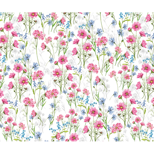 Geschenkpapier - Kraftpapier - Röllchen - 70x150 cm - Dreams - Wildblumen in rosa und blau