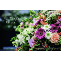 Trauer Kondolenz Beileidskarte mit Umschlag Blumen In...