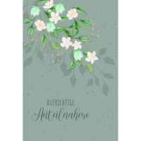 Trauer Kondolenz Beileidskarte mit Umschlag Blumen und...