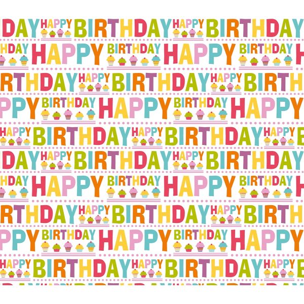 Geschenkpapier - Kraftpapier - Röllchen - 70x150 cm - Happy Birthday