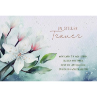 Trauer Kondolenz Beileidskarte mit Umschlag Blumen, In...