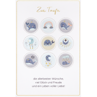 Taufe unverpackte Glückwunschkarte mit Umschlag Wale...