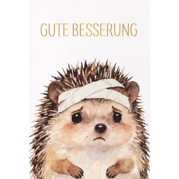 Genesung Grußkarte mit Umschlag Igel mit Verband Gute Besserung