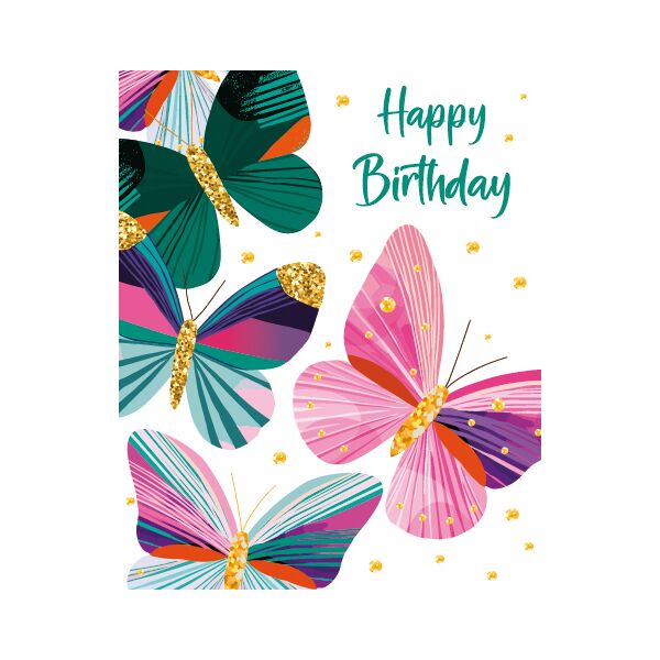Geburtstag Mini Glückwunschkarte mit Umschlag Schmetterlinge Happy Birthday