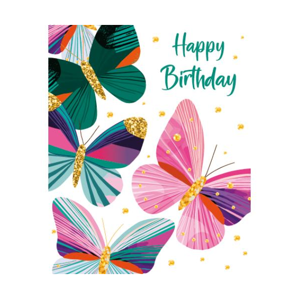 Geburtstag Mini Glückwunschkarte mit Umschlag Schmetterlinge Happy Birthday