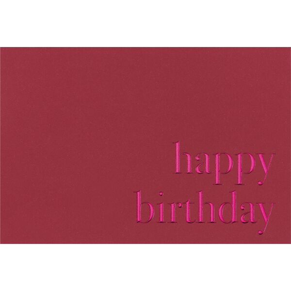Geburtstag unverpackte Glückwunschkarte mit Umschlag Happy Birthday rot rosa