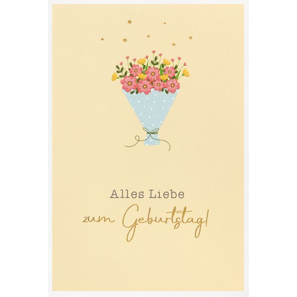 Geburtstag unverpackte Glückwunschkarte mit Umschlag Blumenstrauß Alles Liebe zum Geburtstag!
