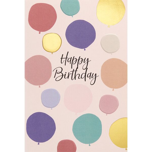 Geburtstag unverpackte Glückwunschkarte mit Umschlag Luftballons Happy Birthday