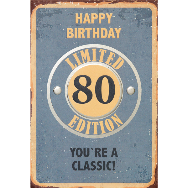 80. Geburtstag Glückwunschkarte mit Umschlag Youre a classic! Happy Birthday