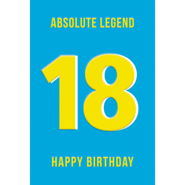 18. Geburtstag unverpackte Glückwunschkarte mit Umschlag Absolute Legend Happy Birthday Englisch