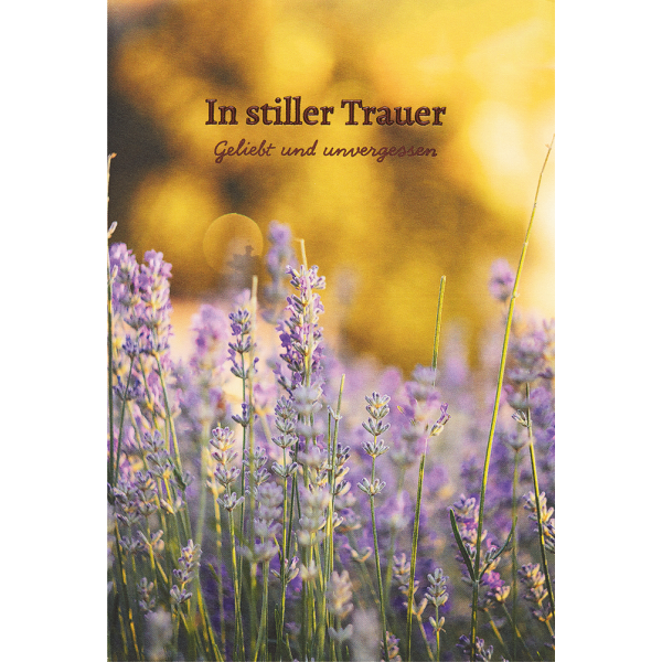 Trauer Kondolenz unverpackte Beileidskarte mit Umschlag Lavendel In stiller Trauer Geliebt und unvergessen