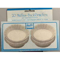 20 Muffins-Backförmchen weiß 50x32x70 mm mit verstärktem Rand in Verpackungskarton mit Eurolochung