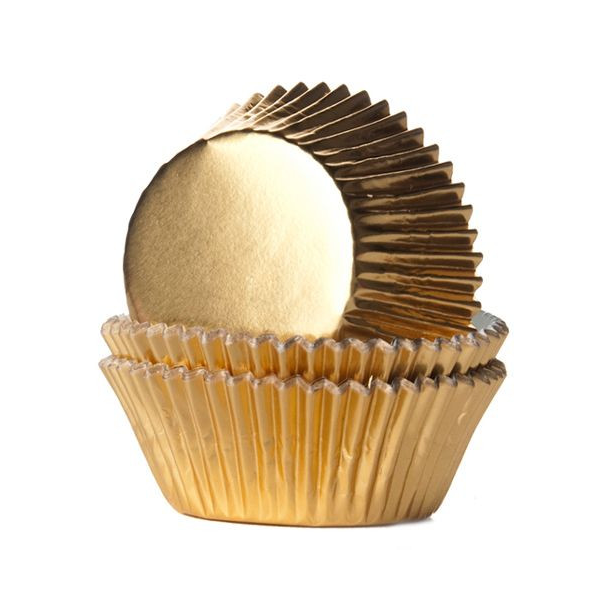 40 Deko Muffins Backförmchen gold 50 x 27mm in Verpackungsfolie mit Eurolochung