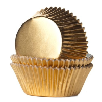 40 Deko Muffins Backförmchen gold 50 x 27mm in Verpackungsfolie mit Eurolochung