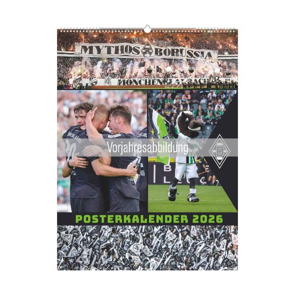 Kalender 2027 Bildwandkalender Borussia Mönchengladbach - 48x64 Drahtkammbindung Alpha Edition