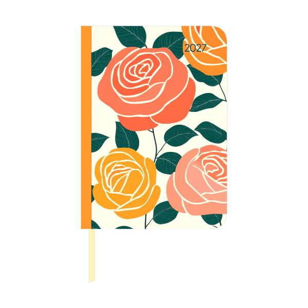 Kalender 2027 Buchkalender Lady Journal Roses - 10,7x15,2 Fadenheftung Alpha Edition