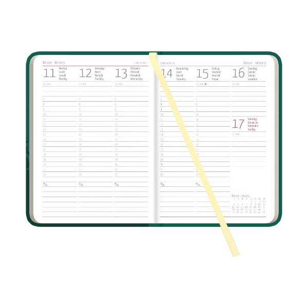 Kalender 2027 Buchkalender Minitimer Nature Line Forest - 10,7x15,2 Fadenheftung Alpha Edition