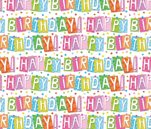 Geschenkpapier - Röllchen - 70x150 cm - Birthday Confetti - Happy Birthday