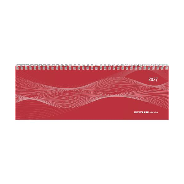 Kalender 2027 Tischquerkalender Profi rot - 29,7x10,5 Drahtkammbindung Zettler