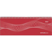 Kalender 2027 Tischquerkalender Profi rot - 29,7x10,5 Drahtkammbindung Zettler