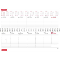 Kalender 2027 Tischquerkalender Profi rot - 29,7x10,5 Drahtkammbindung Zettler