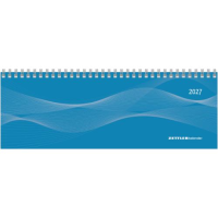 Kalender 2027 Tischquerkalender Profi blau - 29,7x10,5 Drahtkammbindung Zettler