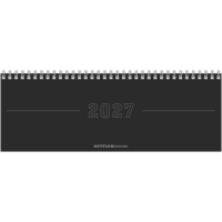 Kalender 2027 Tischquerkalender Profi Papyrus Grau - 29,7x10,5 Drahtkammbindung Zettler