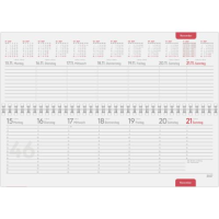 Kalender 2027 Tischquerkalender Profi Papyrus Grau - 29,7x10,5 Drahtkammbindung Zettler